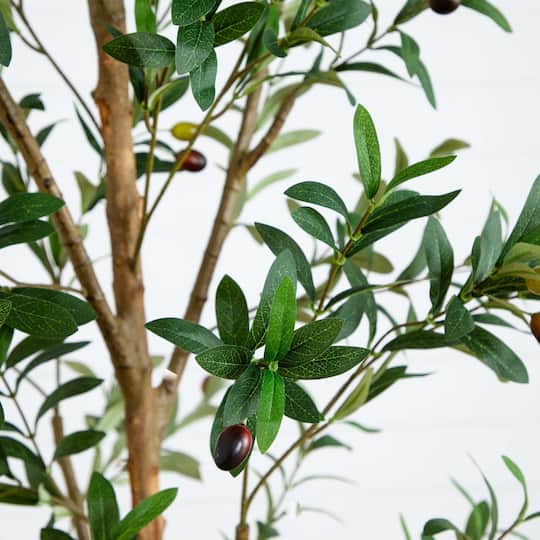 9ft. Potted Artificial Olive Tree with Natural Trunk